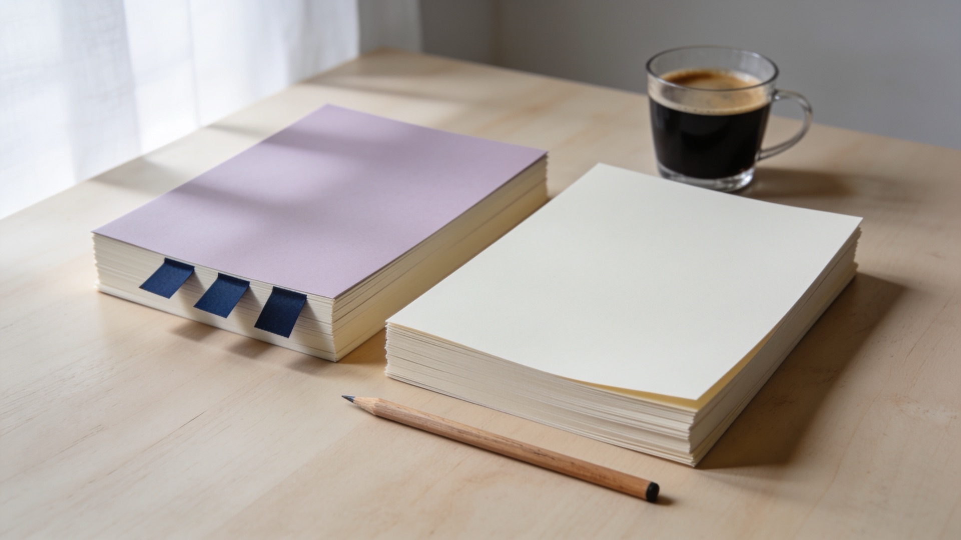 Two board-book PDFs on a desk — one annotated, one unmarked — after a Tuesday version scramble